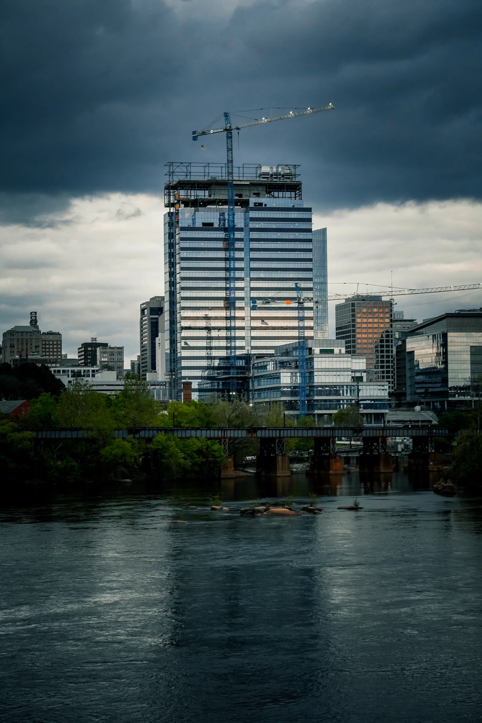Downtown Skyline Under a Storm
