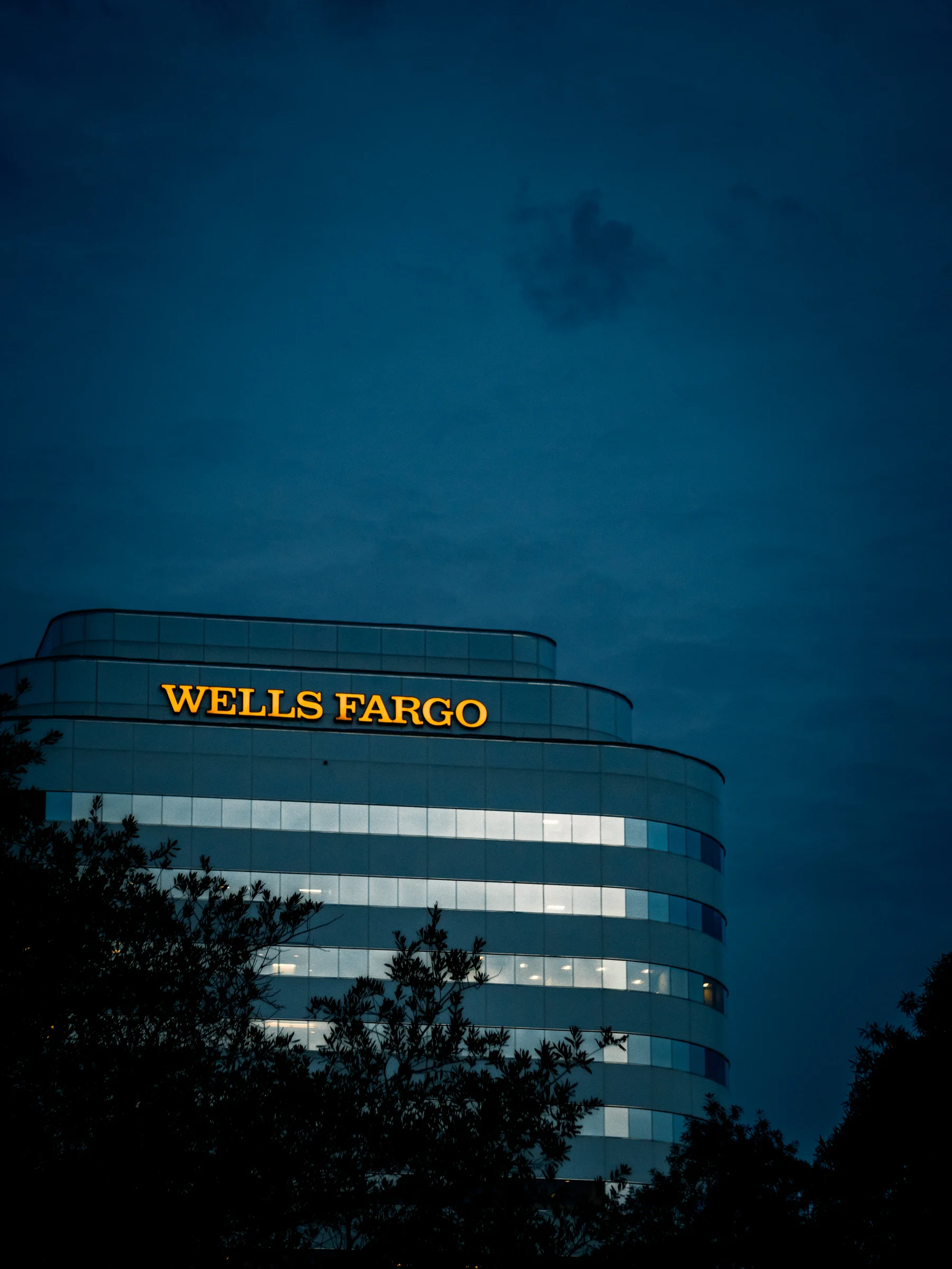 Wells Fargo Sign at Night