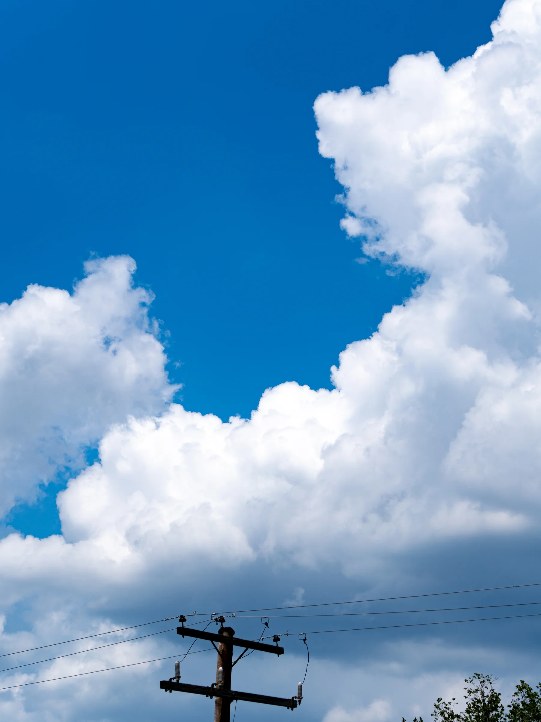 Cumulus Clouds and Utility Pole